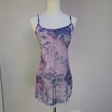 Vintage Victorias Secret Sheer Y2K Slip Dress Woman M Purple Snake Mesh Coquette