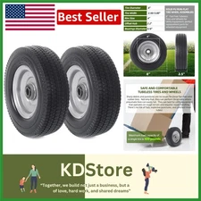 2-Pack 8-Inch Flat Free Solid Wheel Tire & Wheel Set for Hand Trucks & Carts