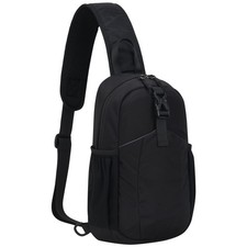 Crossbody Sling Backpack Bag Travel Hiking Chest Bag Daypack Black Outdoors