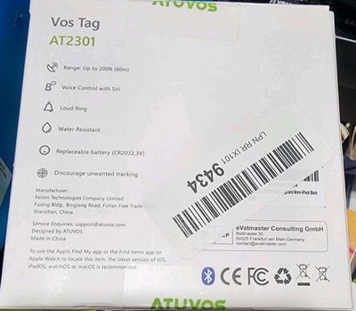 ATUVOS Apple Find My Smart Tracker Tag Bluetooth Key Finder 4 Pack