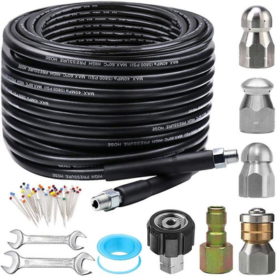 #ad ZOFINE S 0025 Sewer Jetter Kit 100FT 5800PSI Pressure Washer Drain Cleaner 1 4 $81.01