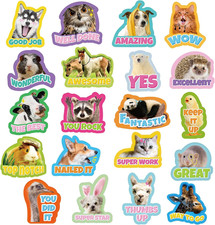 800 Animal Reward Stickers, 20 Cute Designs for Classroom Use