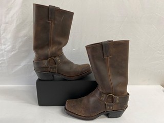 Women's FRYE Harness 12R Brown Leather Boots Sz 8.5M