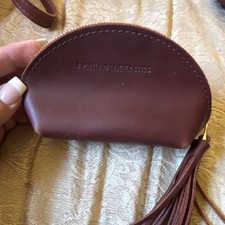 Portland Leather Goods Brown Leather Zipper Makeup Bag Pouch
