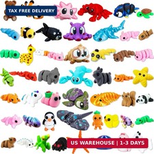 50 Pcs Mini 3D Printed Animal Set, Articulated Flexible Cute Animal Surprise 3D