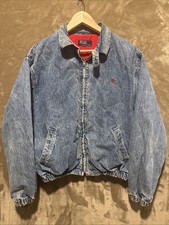 Polo By Ralph Lauren Vintage 80s Stone Washed Size L Denim Jacket Red Pony