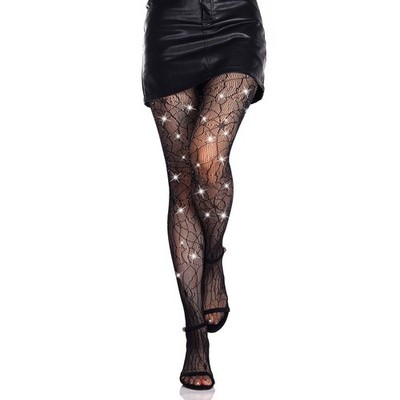 Olbye Black Fishnet Stockings Skull Tights Rhinestone One Size, Spider Web a 