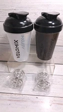20 oz Protein Shaker Bottles for Protein Mixes 2x Wire Whisk Leak Proof...