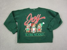 Vintage Christmas Sweatshirt Adult Medium Green Bears Mens 90s Christmas