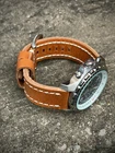Mens Genuine Thick Orange Leather Watch Strap 20mm 22mm 24mm 26mm Lug