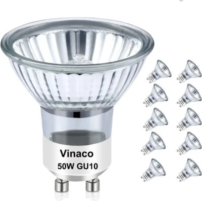 VINACO 10 Pack 120v 50W GU10 Bulb for Candle Warmer Lamp 50W gu10 Dimmable 2800K 50w