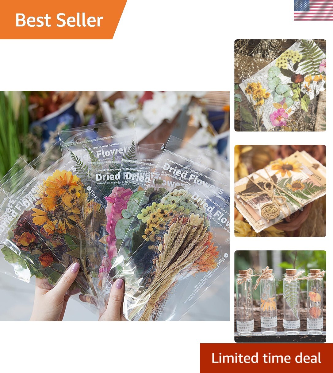 48PCS Dried Flowers Waterproof Sticker Set - Perfect for Scrapbooks & Gifts-image