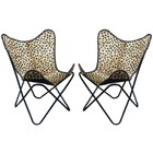 53HS Genuine Leather Butterfly Chair Folding Lounge Modern Sling Accent Seat