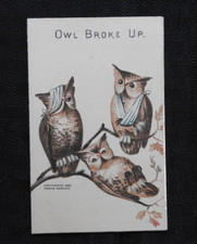 1883 Phelps, Dodge, & Palmer Shoes Chicago IL Trade Card Calendar "OWL BROKE UP"