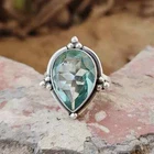 Aquamarine Ring 925 Sterling Silver Band Ring& Statement Ring Handmade Pear Ring