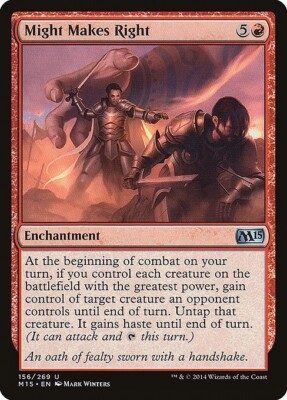 MTG - UNCOMMON REGULAR -M15: LP/EX - MIGHT MAKES RIGHT 056/269