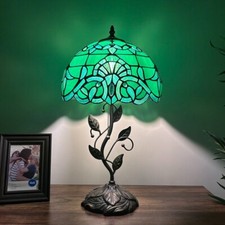 Tiffany Style Table Lamp Green Stained Glass Baroque Style LED Bulb Include H22  