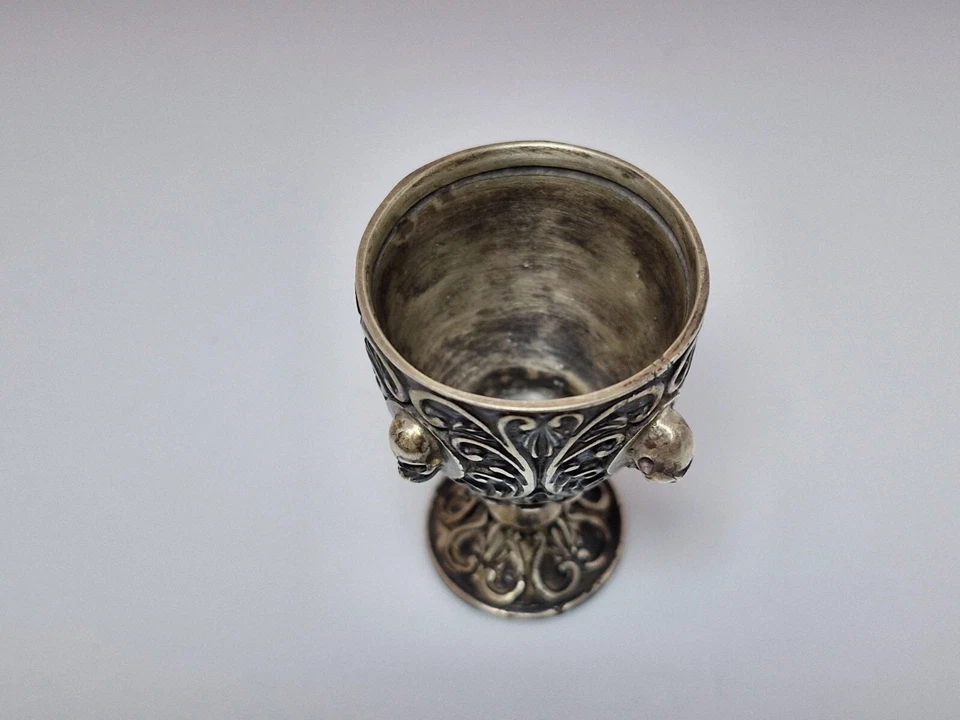 Antigua Copa Plata de Ley 88 Memento Mori Calavera Victoriana Foto 2 de 4