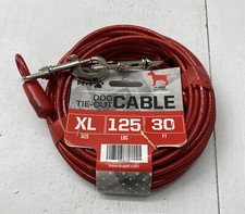 BV Pet Tie Out Cable for Dogs Up to 125 Pounds, 30 Feet Red/ 125lbs/ 30ft New