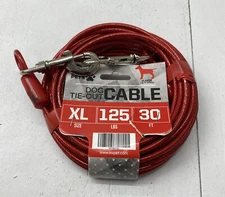 BV Pet Tie Out Cable for Dogs Up to 125 Pounds, 30 Feet Red/ 125lbs/ 30ft New