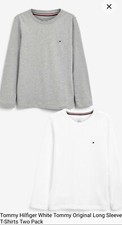 Image of NEW Bnib Tommy Hilfiger Grey White Long Sleeve T-shirts 2 Pack 10-12 Years
