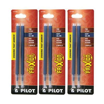 Pilot Frixion Gel Ink Pen Refills, Fine Point 0.7mm, Navy Blue Ink (3 Packs of 2