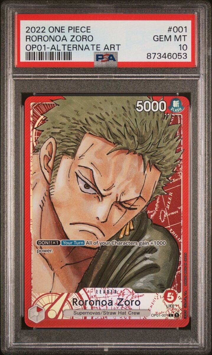 ONE PIECE CARD Roronoa Zoro Alt Art OP01-001 Leader ROMANCE ONE PIECE CARD Roronoa Zoro Alt Art OP01-001 Leader ROMANCE