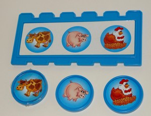 Fisher Price Barnyard Bingo Game Blue Coins Tokens Fence