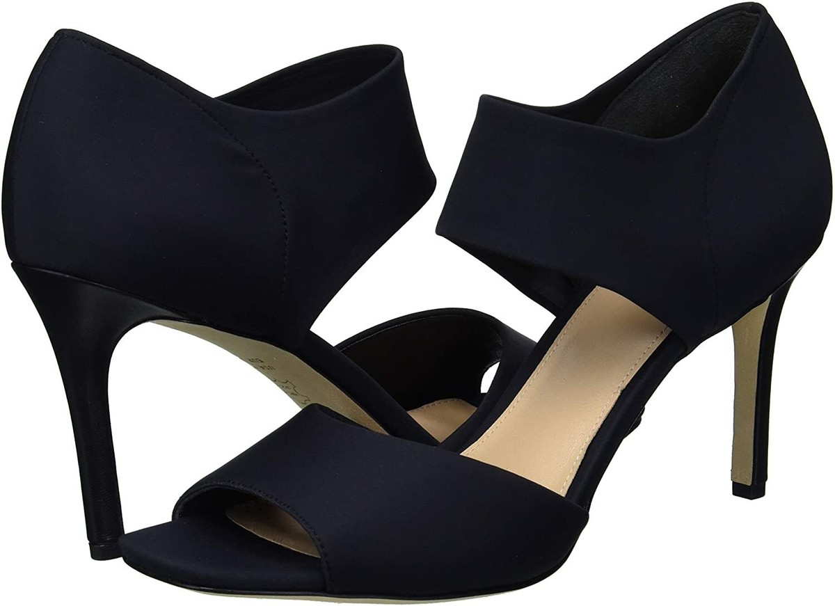 Via Spiga V-Tamie Black Stretch Fabric Stiletto Heel Sandal