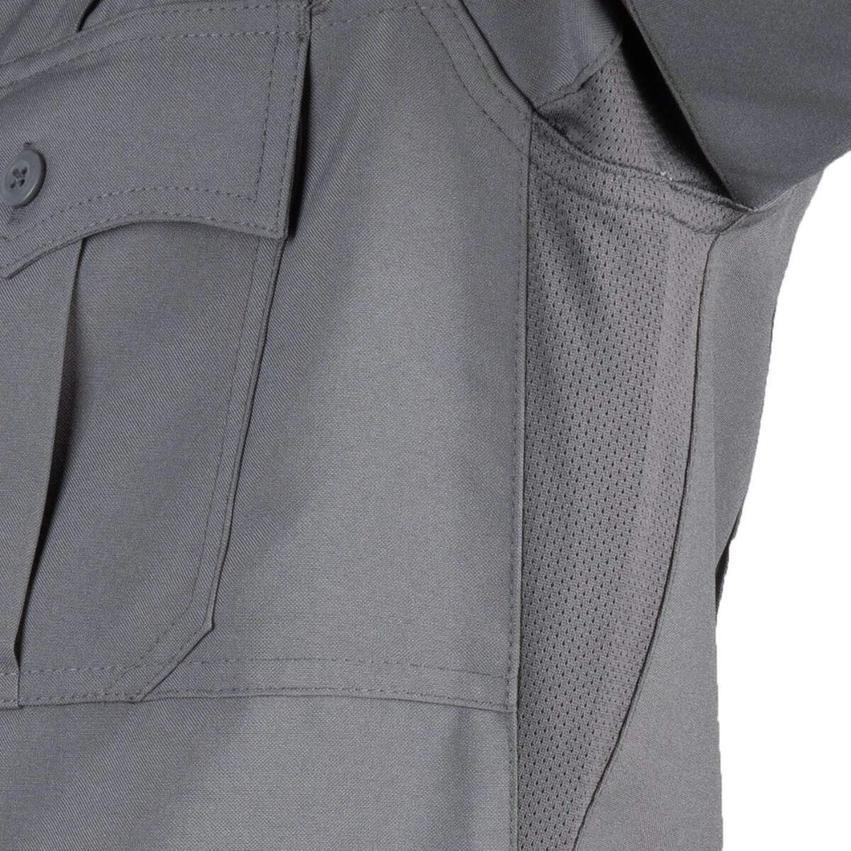 First Class 100% Polyester 4 Pocket Hidden Zipper Uniform Shirt - Short Sleeve - Image 2 of 4