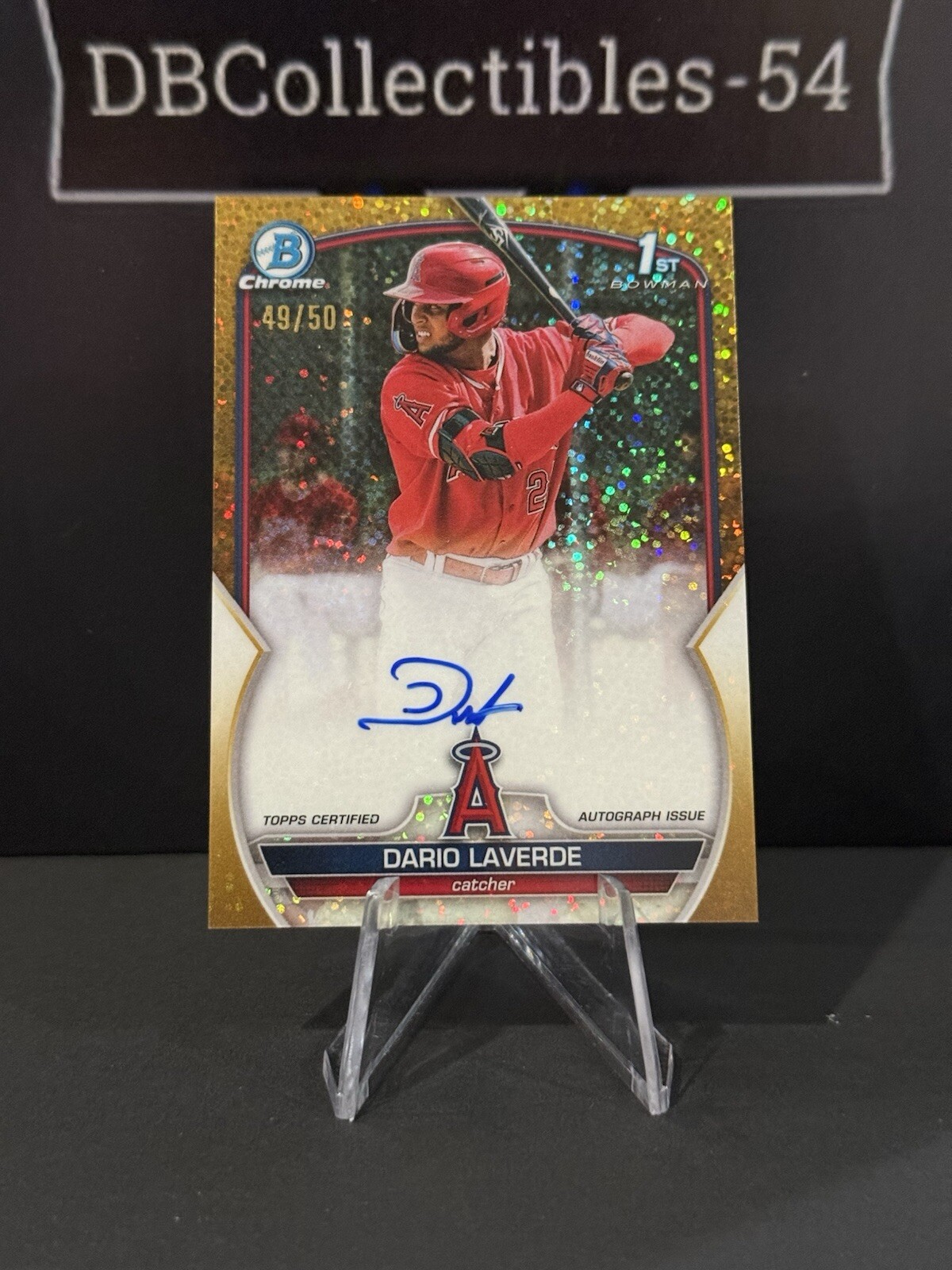2023 Bowman Chrome Dario Laverde 1st Gold Mini Diamond Auto 49/50 Angels