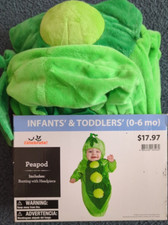 Peapod Plush Bunting With Headpiece Costume 0-6 Month Button Snap