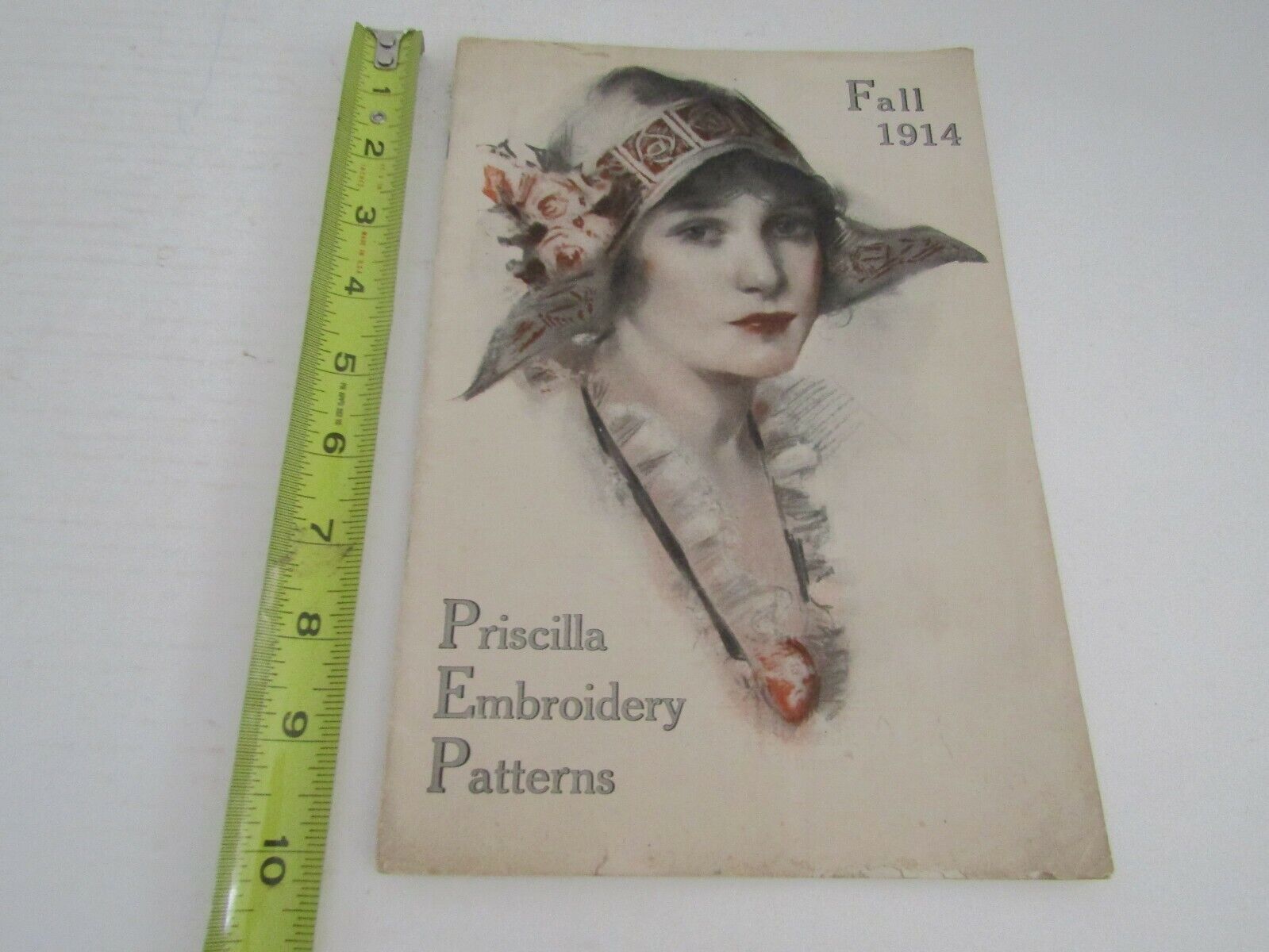 ANTIQUE SEWING 1914 PRISCILLA EMBROIDERY PATTERNS BOOK BOOKLET ADVERTISING SEW