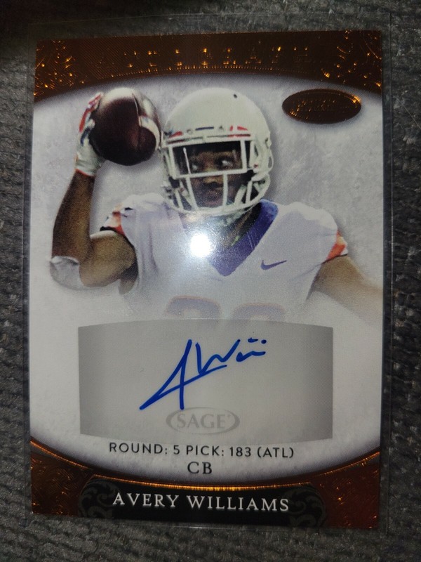 2021 Sage Aspire Autograph Avery Williams  Gold Atlanta Falcons mint to near min