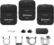 Moman C1X 2.4GHz Wireless Lavalier Microphone Dual Channel Lapel Mic System