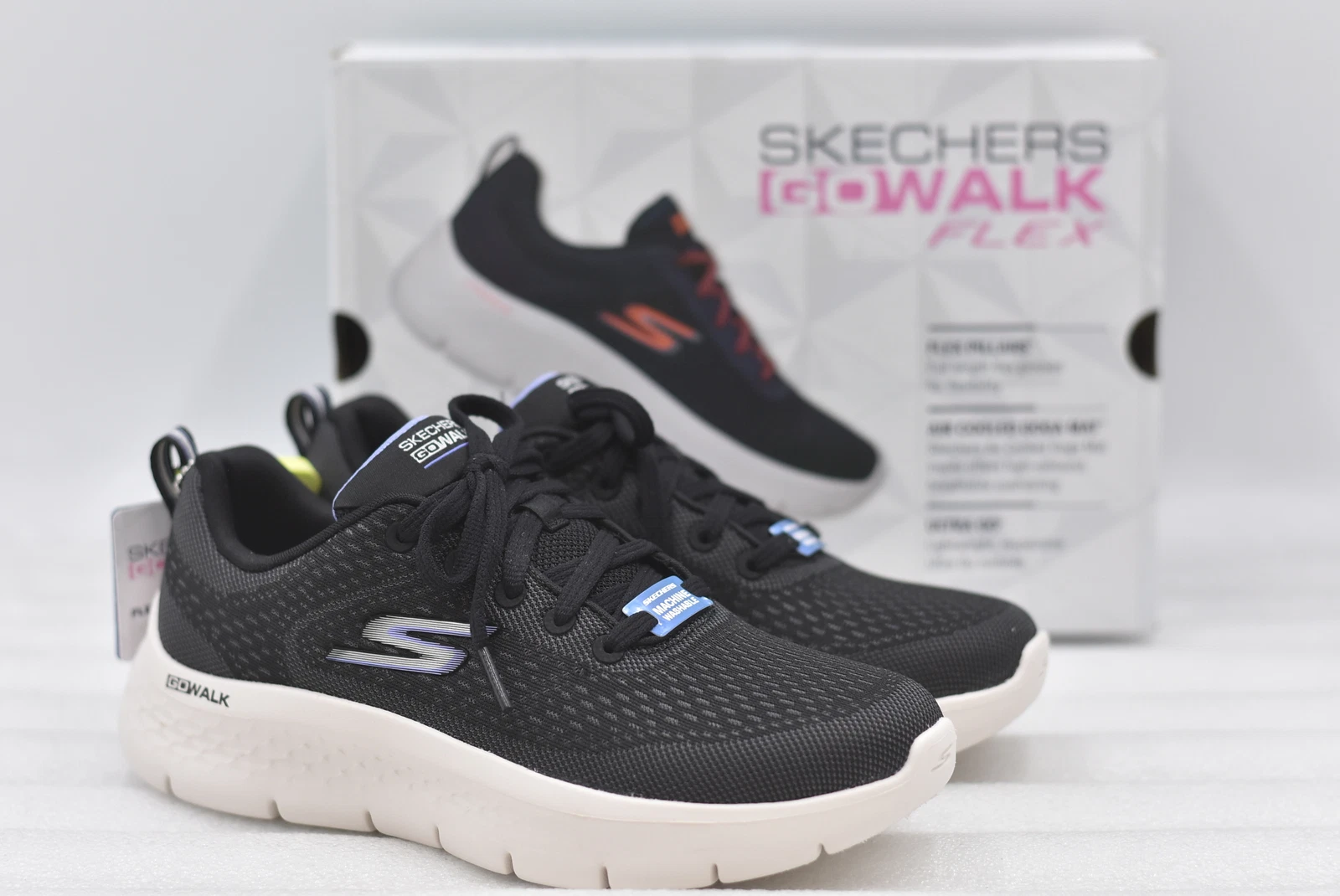Women's Skechers Kali GO Walk Flex Sneakers in Black Size 8.5 124830/BKLV