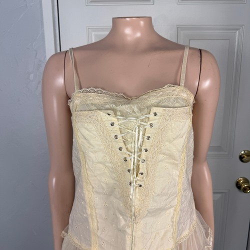 Vintage Y2K Angie Women's Top Medium Cotton Lace Up Boho Hippie Fairy Vv29 - Picture 2 of 6