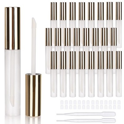 24 PCS Round Gold Empty DIY Lip Gloss Tubes 10ml Containers Wand Dispenser