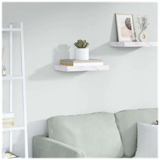 Wall Shelf White Marble 40x23.5x4cm Engineered Wood Floating Modern Rectangular