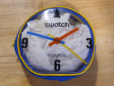 RARE Vintage 1980s Swatch Swiss Watch Clear Coin Pouch Case With Zipper Blue