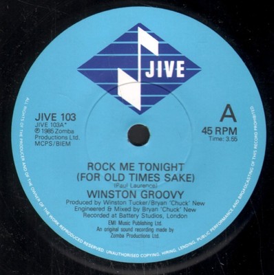 Winston Groovy Rock Me Tonight 7'' vinyl UK Jive 1985 b/w Crazy For You - in