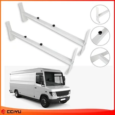 ?Van 2 bar Ladder Rack Roof Cargo White Steel Bars 600lb Durable cross bar
