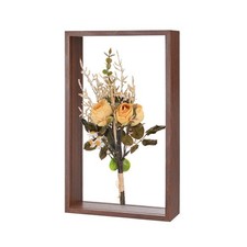 Dried Flower Frame, 7 x 12 Inch Wooden Shadow Box Frame Wine Red