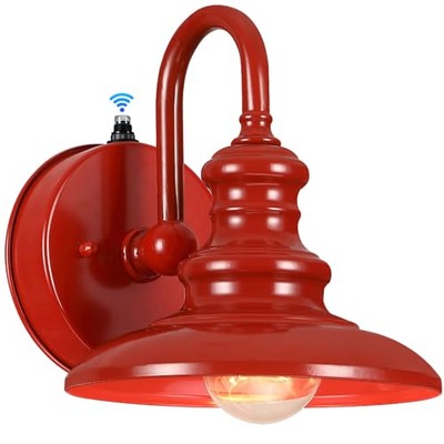  Dusk to Dawn Sensor Outdoor Gooseneck Barn Light Fixtures Exterior Wall Red