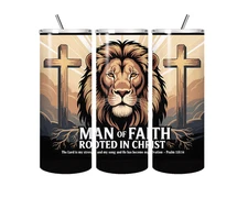 Man of Faith Bible Verse Christian Lion 20oz Tumbler Insulated Travel Gift Him