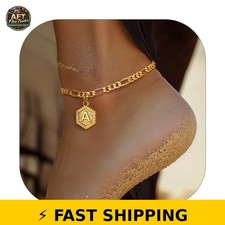 ChainsHouse 14k Gold Plated Initial Ankle Bracelet - Letter A