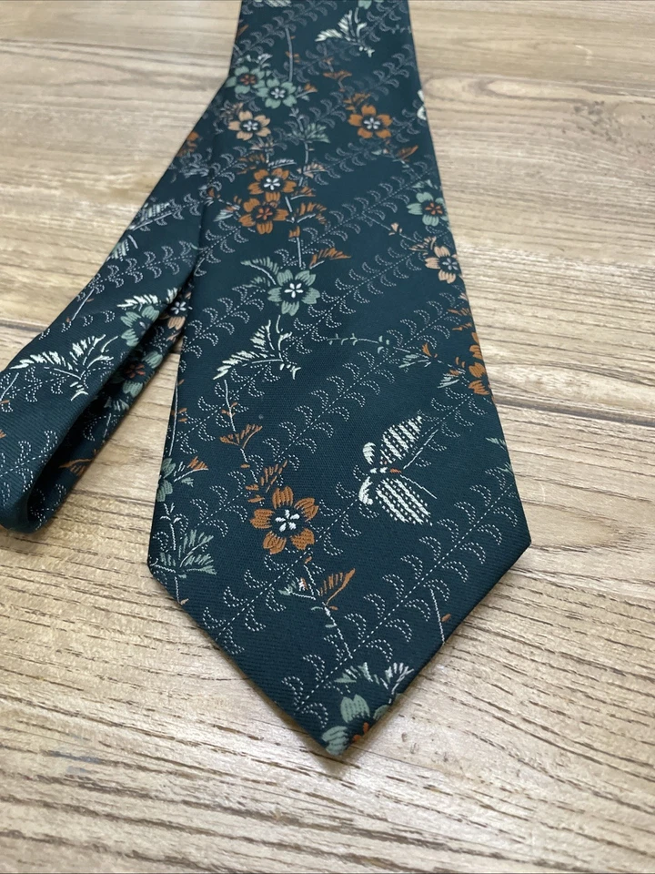 "Corbata rara de colección Wemlon de Wembley verde azulado quemada original crema como nueva 54,5"" X 4""" Foto 2 de 4