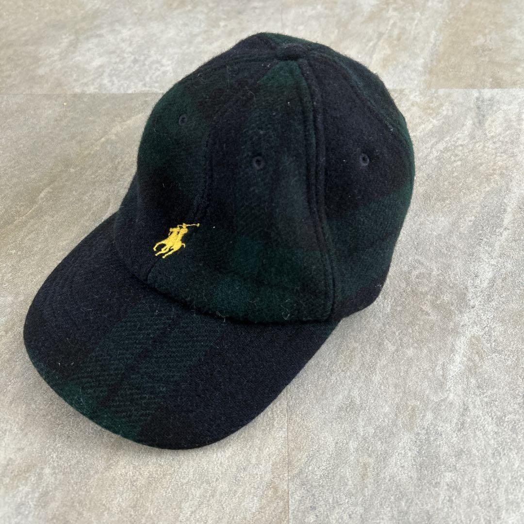 POLO Ralph Lauren berretto a quadri in lana pony nero verde
