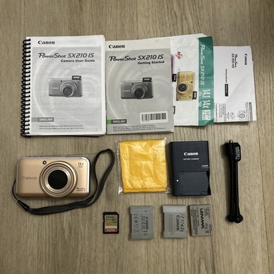 Canon PowerShot SX210 IS 14.1MP Digital Camera 14x Optical Zoom - 3 Batteries