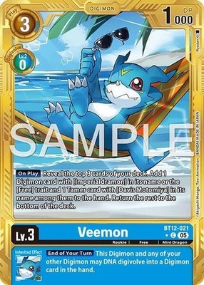Veemon Gold Foil - BT12-021 NM - Digimon TCG